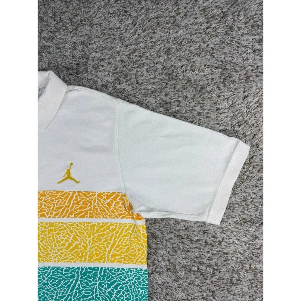 Nike Air Jordan Men's XXL Elephant Print Polo Shirt White Yellow Teal Jumpman